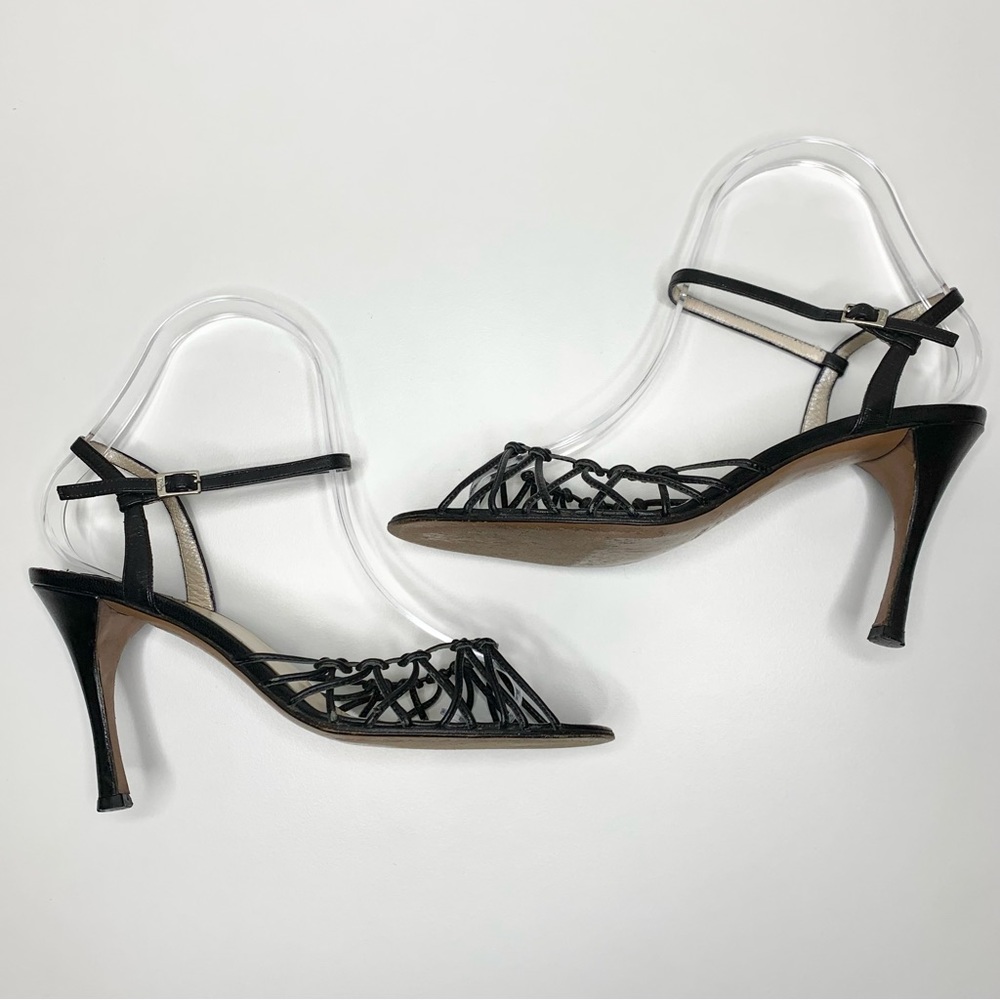 Vintage Christian Dior Black Leather High Heels Sz 36 1/2